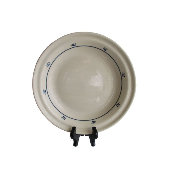 *ROSEVILLE POTTERY Friendship Pie Plate Dish Ivory Blue Thumbprint Ohio USA Made - Picture 6 of 13